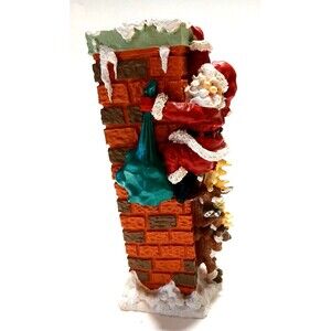 Santa Reindeer Chimney Candle Holder Vase Christmas Fun 9 In  Tall X 4 In  Wide